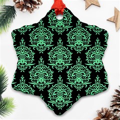 Black And Neon Ornament Damask Vintage Snowflake Ornament (two Sides)