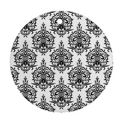 Black And White Ornament Damask Vintage Ornament (round) by ConteMonfrey