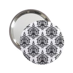 Black And White Ornament Damask Vintage 2 25  Handbag Mirrors by ConteMonfrey