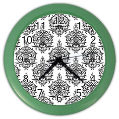 Black And White Ornament Damask Vintage Color Wall Clock by ConteMonfrey