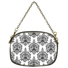 Black And White Ornament Damask Vintage Chain Purse (one Side) by ConteMonfrey