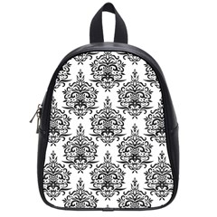 Black And White Ornament Damask Vintage School Bag (small) by ConteMonfrey