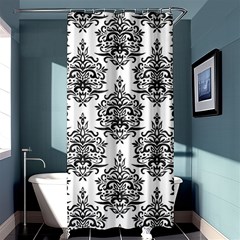 Black And White Ornament Damask Vintage Shower Curtain 36  X 72  (stall)  by ConteMonfrey