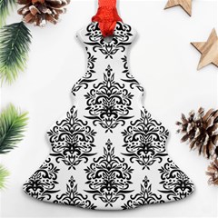 Black And White Ornament Damask Vintage Christmas Tree Ornament (two Sides) by ConteMonfrey