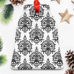 Black And White Ornament Damask Vintage Bell Ornament (two Sides) by ConteMonfrey