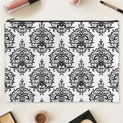 Black And White Ornament Damask Vintage Cosmetic Bag (xxxl) by ConteMonfrey