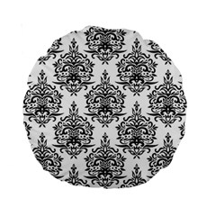 Black And White Ornament Damask Vintage Standard 15  Premium Round Cushions by ConteMonfrey