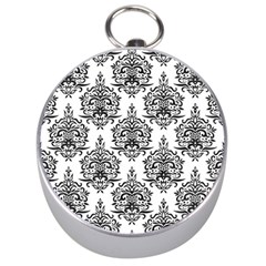 Black And White Ornament Damask Vintage Silver Compasses by ConteMonfrey