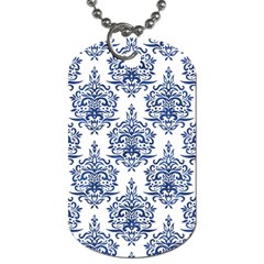 Blue And White Ornament Damask Vintage Dog Tag (one Side) by ConteMonfrey