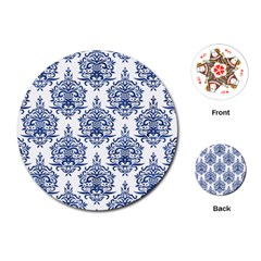 Blue And White Ornament Damask Vintage Playing Cards Single Design (round) by ConteMonfrey