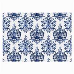 Blue And White Ornament Damask Vintage Large Glasses Cloth (2 Sides) by ConteMonfrey