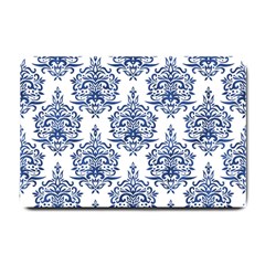 Blue And White Ornament Damask Vintage Small Doormat  by ConteMonfrey