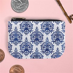 Blue And White Ornament Damask Vintage Mini Coin Purse by ConteMonfrey