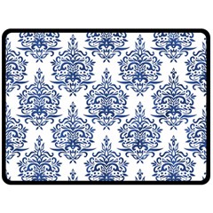 Blue And White Ornament Damask Vintage Fleece Blanket (large)  by ConteMonfrey