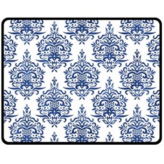 Blue And White Ornament Damask Vintage Fleece Blanket (medium)  by ConteMonfrey