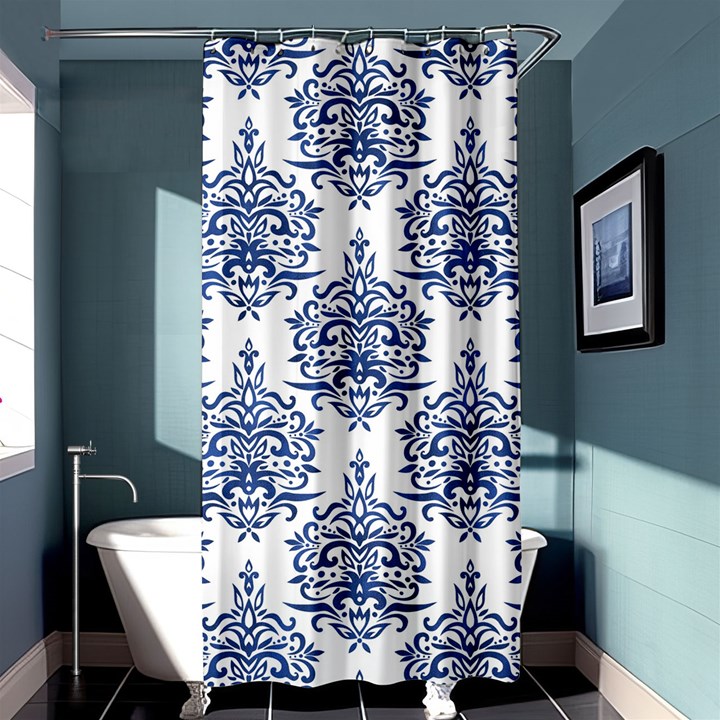 Blue And White Ornament Damask Vintage Shower Curtain 36  x 72  (Stall) 