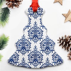 Blue And White Ornament Damask Vintage Christmas Tree Ornament (two Sides) by ConteMonfrey