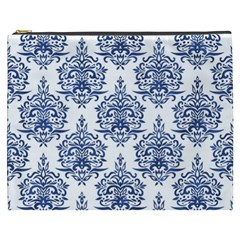 Blue And White Ornament Damask Vintage Cosmetic Bag (xxxl) by ConteMonfrey