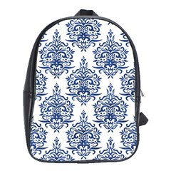 Blue And White Ornament Damask Vintage School Bag (xl) by ConteMonfrey