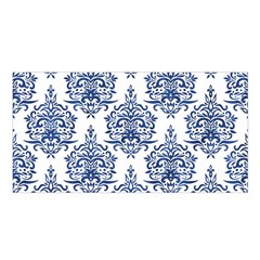 Blue And White Ornament Damask Vintage Satin Shawl 45  X 80  by ConteMonfrey