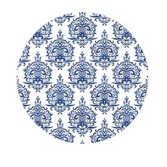 Blue And White Ornament Damask Vintage Mini Round Pill Box by ConteMonfrey