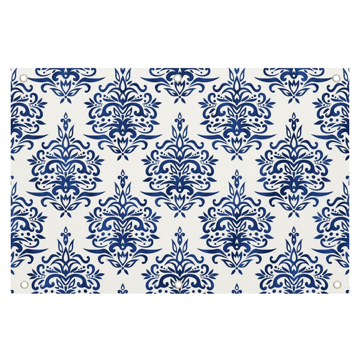 Blue And White Ornament Damask Vintage Banner and Sign 6  x 4 