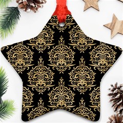 Black And Cream Ornament Damask Vintage Ornament (star) by ConteMonfrey