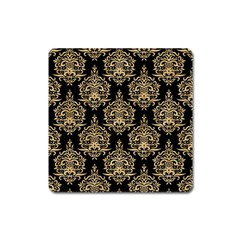 Black And Cream Ornament Damask Vintage Square Magnet