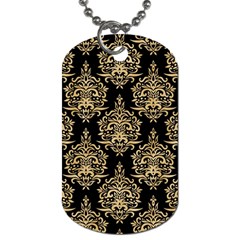 Black And Cream Ornament Damask Vintage Dog Tag (one Side) by ConteMonfrey