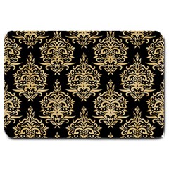 Black And Cream Ornament Damask Vintage Large Doormat  by ConteMonfrey