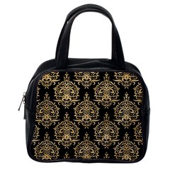 Black And Cream Ornament Damask Vintage Classic Handbag (one Side) by ConteMonfrey