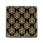 Black And Cream Ornament Damask Vintage Memory Card Reader (Square 5 Slot) Front