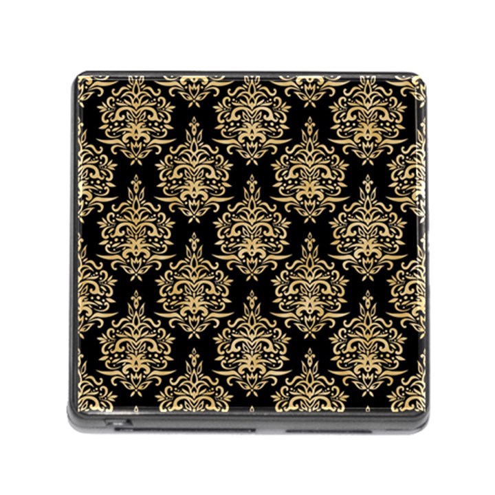 Black And Cream Ornament Damask Vintage Memory Card Reader (Square 5 Slot)