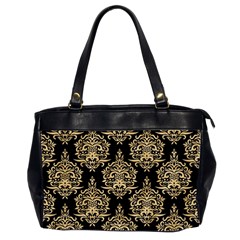 Black And Cream Ornament Damask Vintage Oversize Office Handbag (2 Sides) by ConteMonfrey