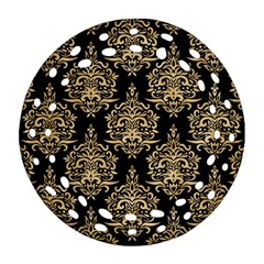 Black And Cream Ornament Damask Vintage Ornament (round Filigree) by ConteMonfrey