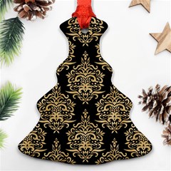 Black And Cream Ornament Damask Vintage Christmas Tree Ornament (two Sides) by ConteMonfrey