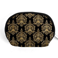 Black And Cream Ornament Damask Vintage Accessory Pouch (medium) by ConteMonfrey