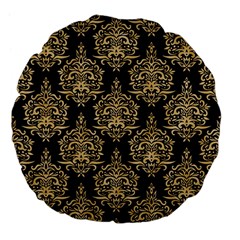 Black And Cream Ornament Damask Vintage Large 18  Premium Flano Round Cushions by ConteMonfrey