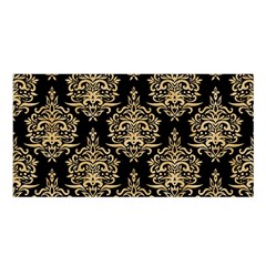 Black And Cream Ornament Damask Vintage Satin Shawl 45  X 80  by ConteMonfrey