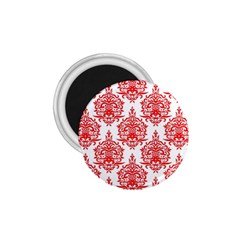 White And Red Ornament Damask Vintage 1 75  Magnets by ConteMonfrey