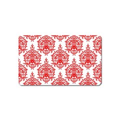 White And Red Ornament Damask Vintage Magnet (name Card) by ConteMonfrey