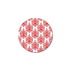 White And Red Ornament Damask Vintage Golf Ball Marker by ConteMonfrey