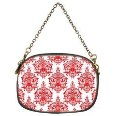 White And Red Ornament Damask Vintage Chain Purse (two Sides) by ConteMonfrey