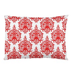 White And Red Ornament Damask Vintage Pillow Case by ConteMonfrey