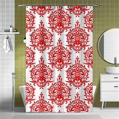 White And Red Ornament Damask Vintage Shower Curtain 48  X 72  (small)  by ConteMonfrey