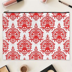 White And Red Ornament Damask Vintage Cosmetic Bag (xxxl) by ConteMonfrey