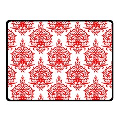 White And Red Ornament Damask Vintage Double Sided Fleece Blanket (small)  by ConteMonfrey