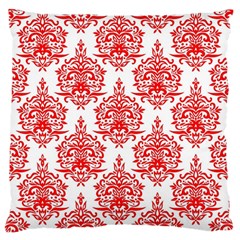 White And Red Ornament Damask Vintage Large Flano Cushion Case (two Sides) by ConteMonfrey