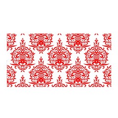 White And Red Ornament Damask Vintage Satin Wrap 35  X 70  by ConteMonfrey