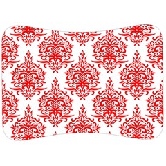 White And Red Ornament Damask Vintage Velour Seat Head Rest Cushion by ConteMonfrey